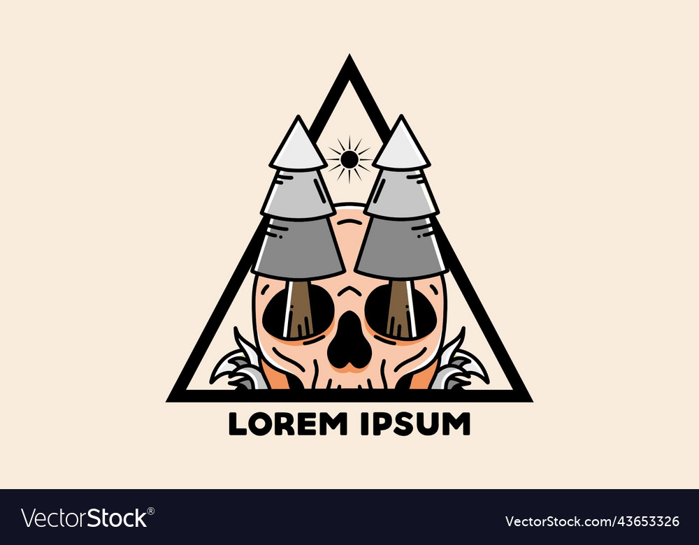 Pine trees stuck in skull design Royalty Free Vector Image