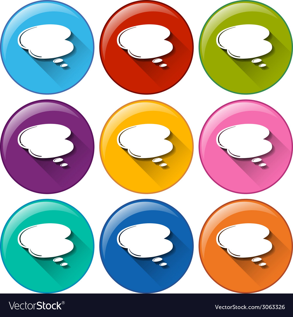 Round buttons with empty cloud callouts Royalty Free Vector