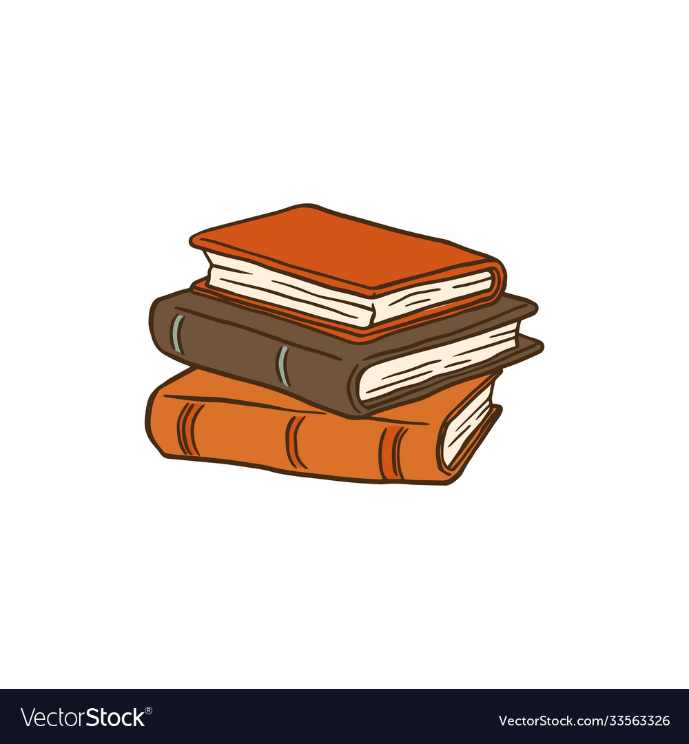 Stack vintage leather cover books isolated Vector Image