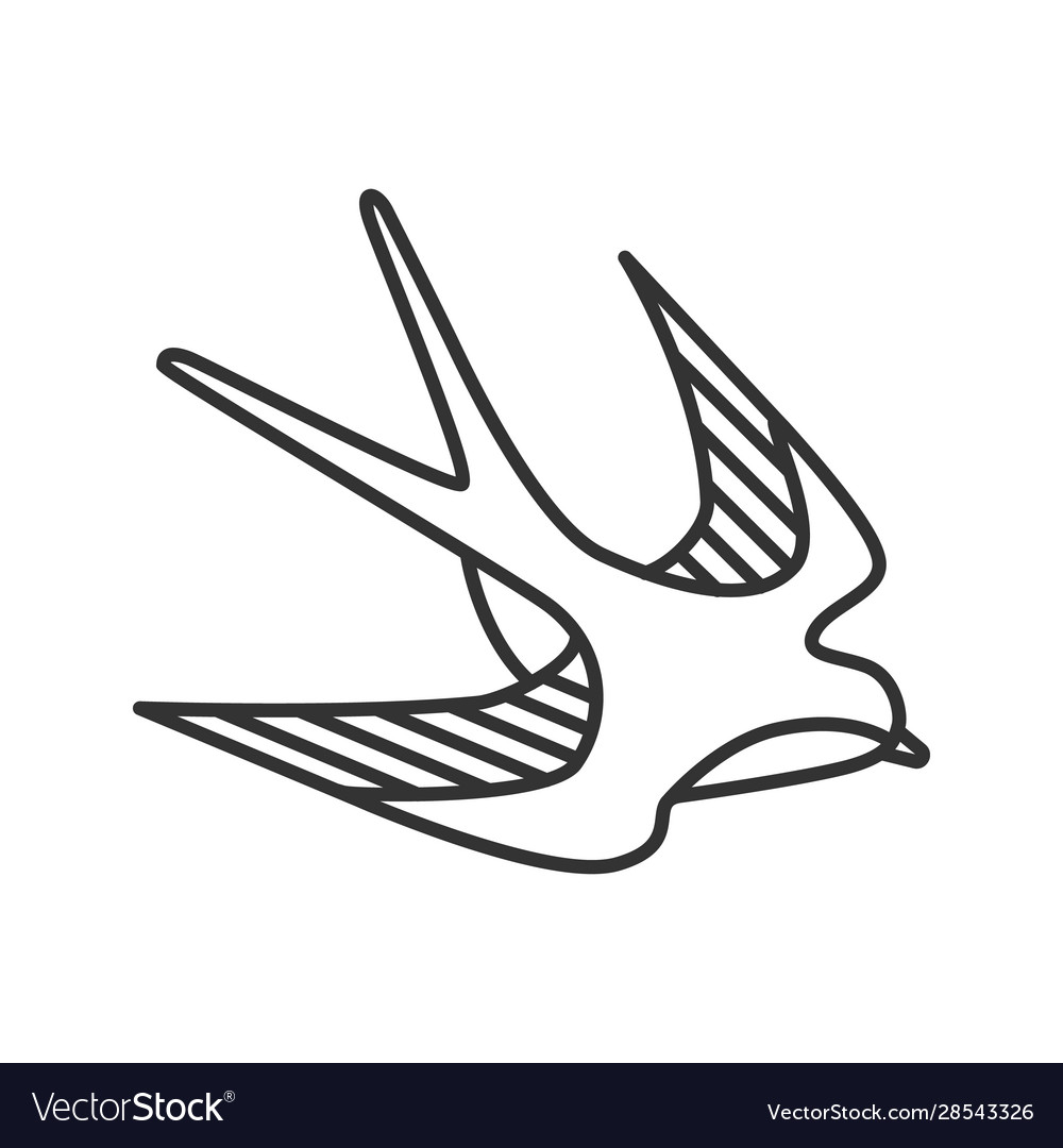 Ласточка с письмом шаблон для вырезания Swallow bird linear icon Royalty Free Vector Image