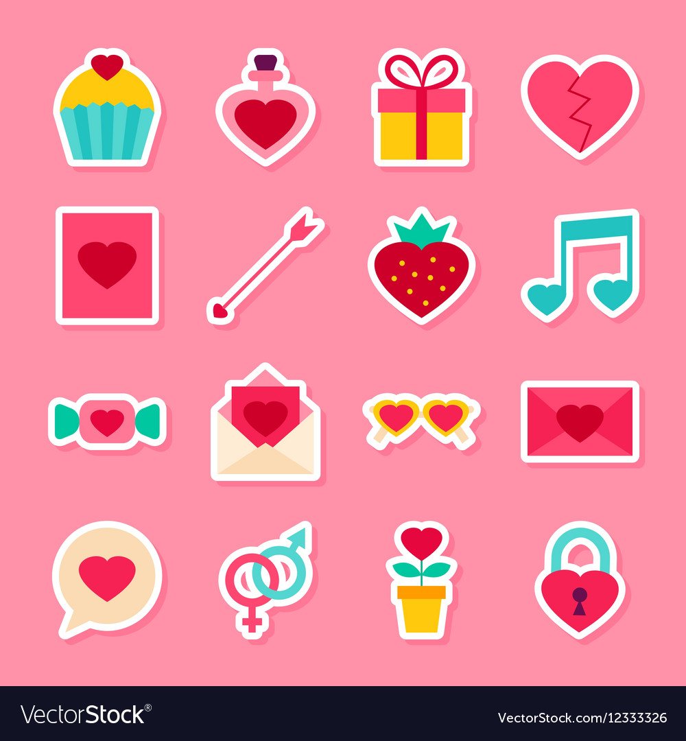 Free Vector  Flat valentine's day stickers collection