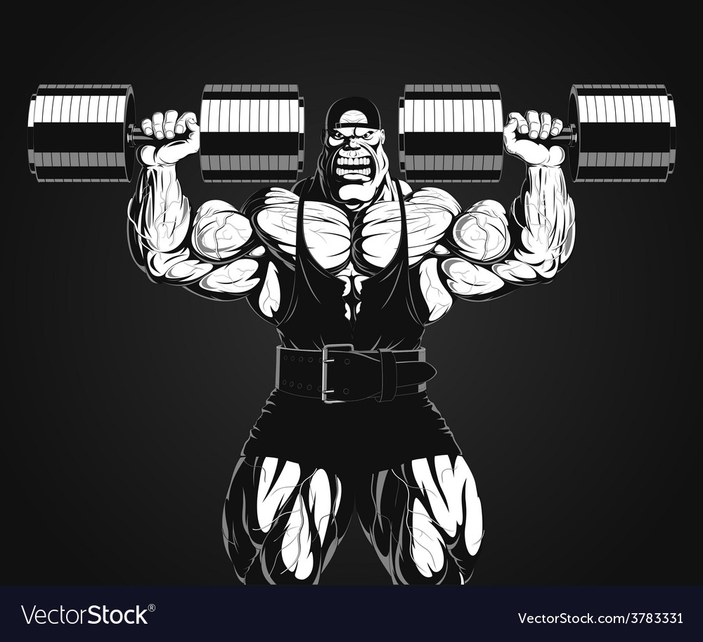 Bodybuilder with dumbbell