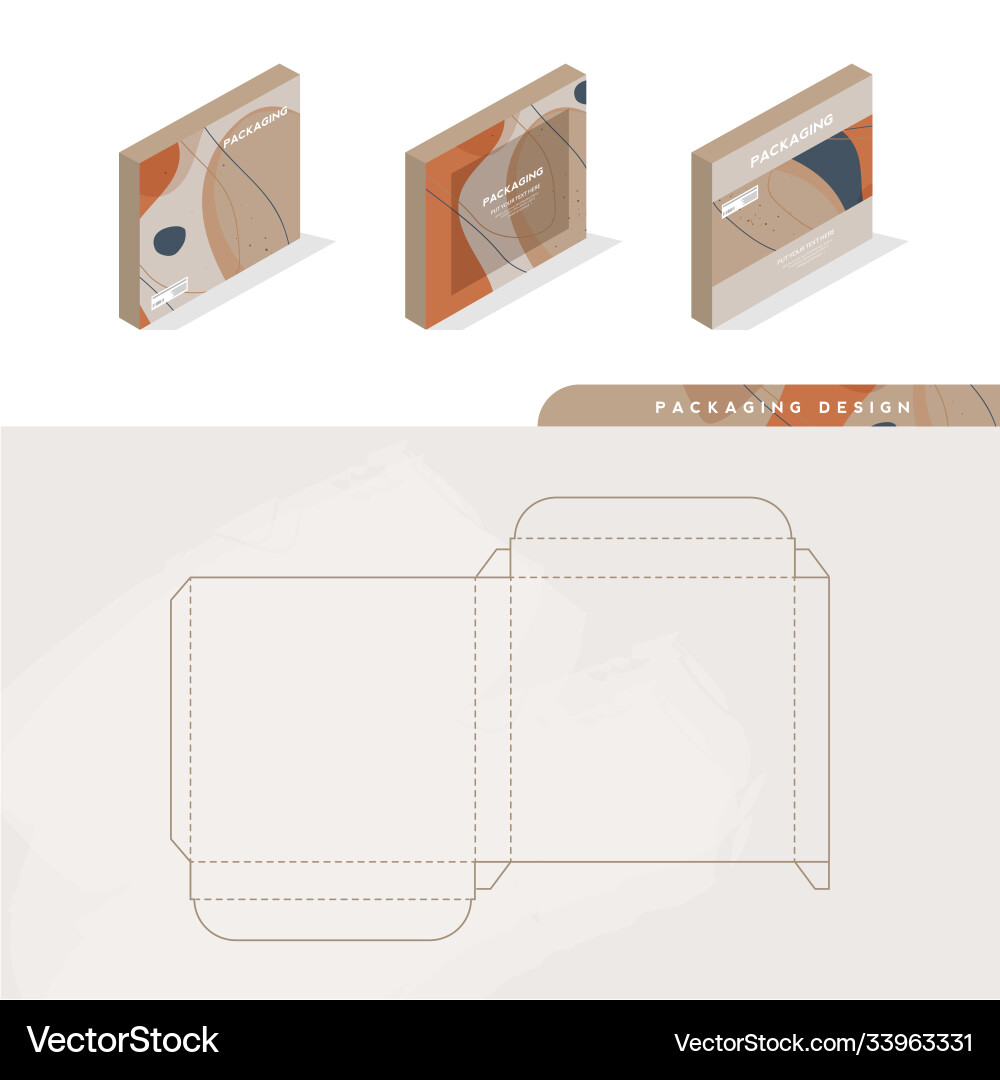 Box packaging template and die cut Royalty Free Vector Image