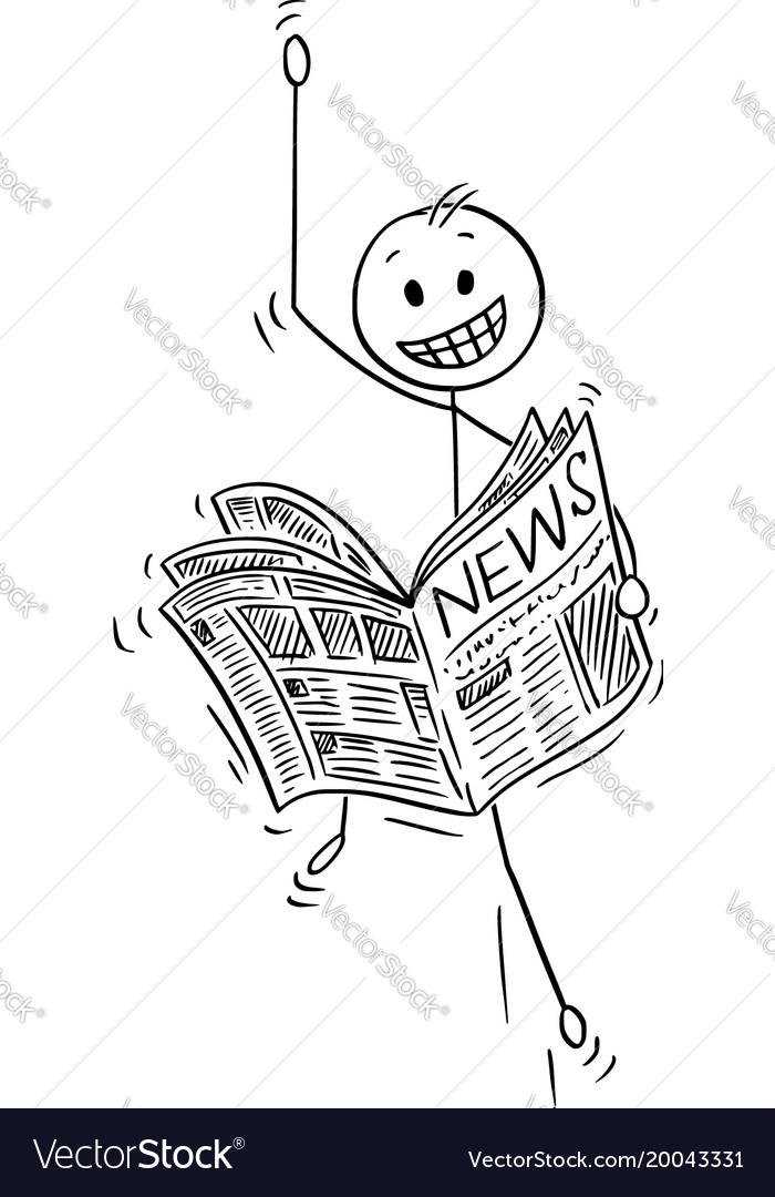 Cartoon Of Happy Businessman Reading Good News In Vector Image