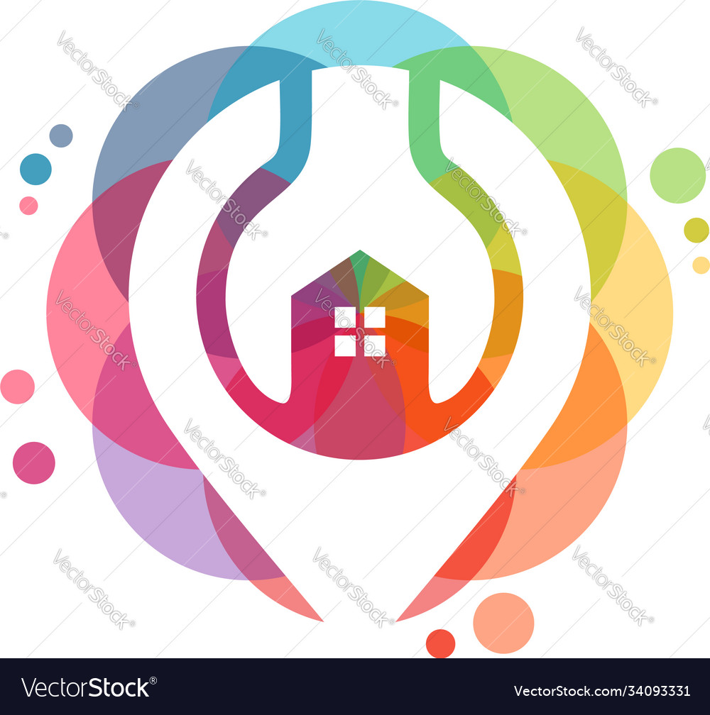 Colorful home service logo fixing house