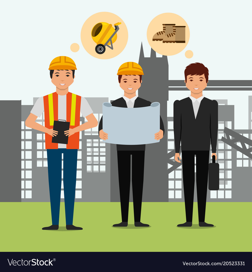 Construction people tools Royalty Free Vector Image