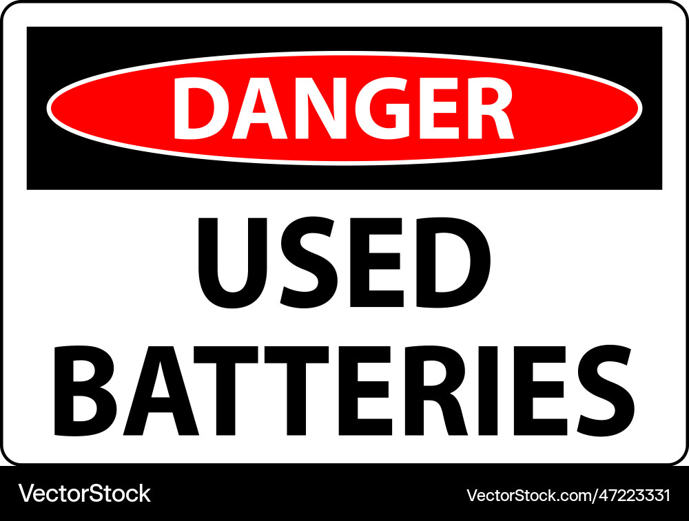 Danger sign used batteries on white background Vector Image