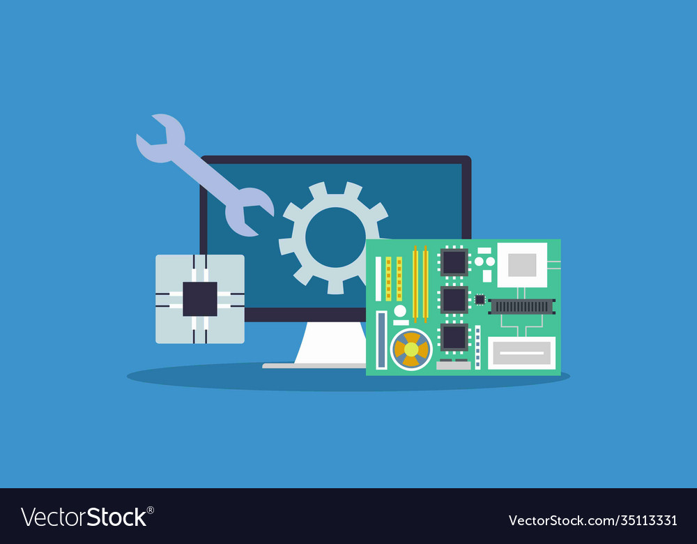 Flat computer engineering Royalty Free Vector Image