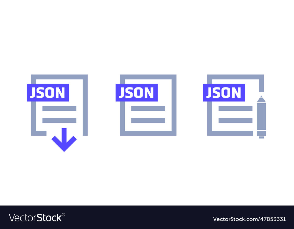 Json format download file edit document icons Vector Image