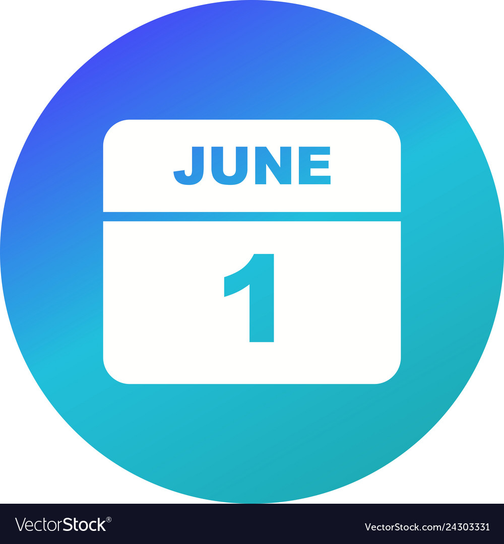 June 1st date on a single day calendar Royalty Free Vector