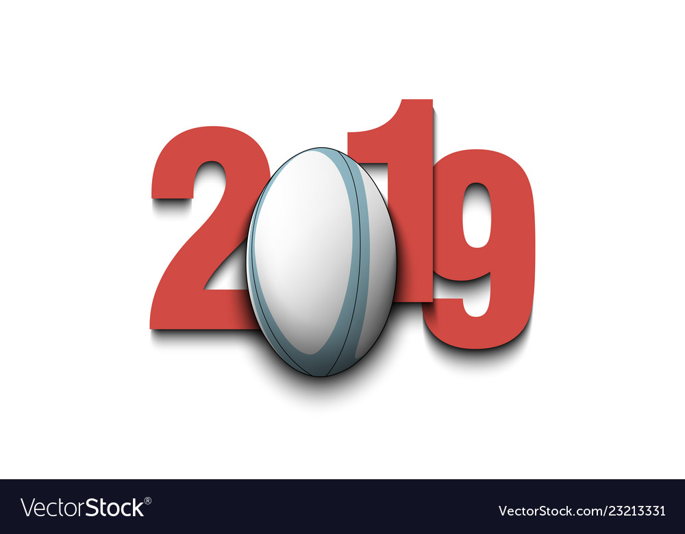 New year numbers 2019 and rugby ball