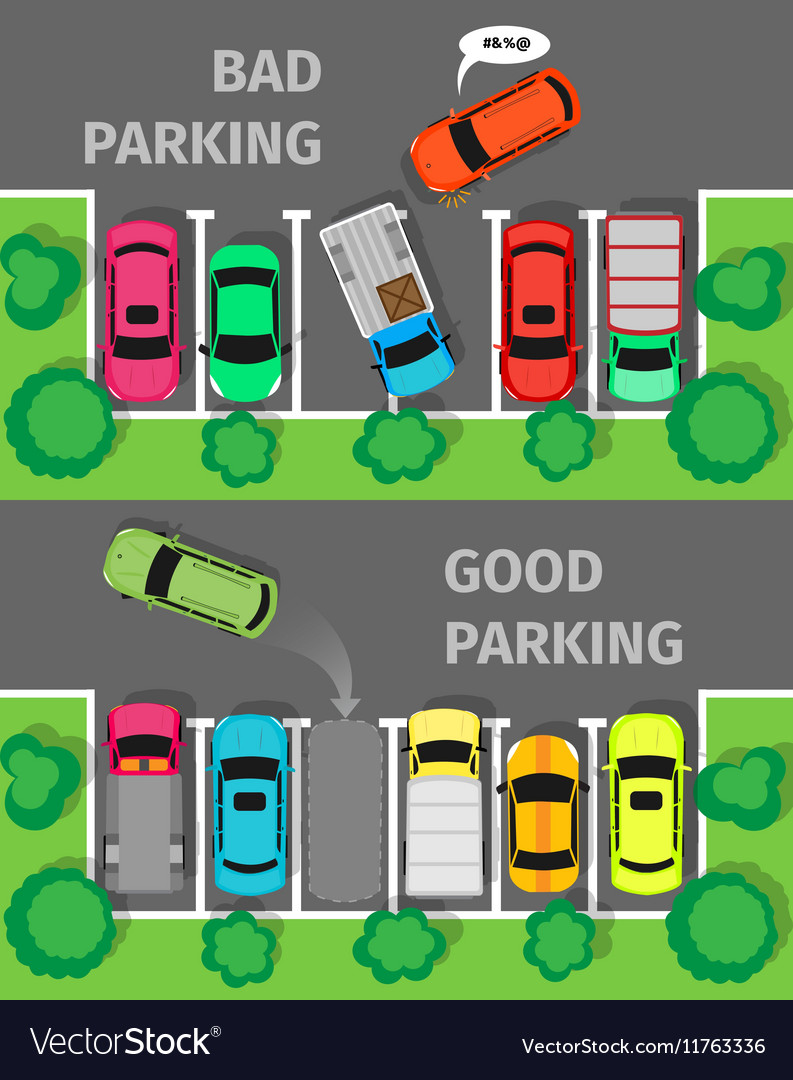 Bad and good parking top view