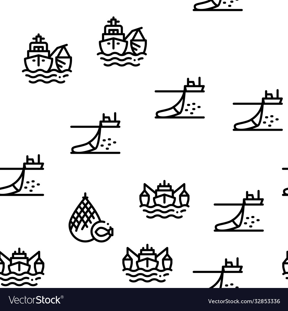 Fishing industry business process seamless pattern