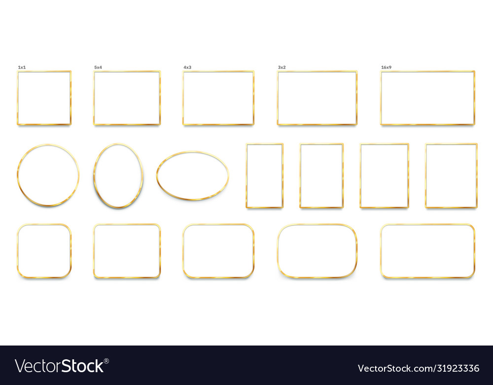 Golden frame with realistic shadow Royalty Free Vector Image