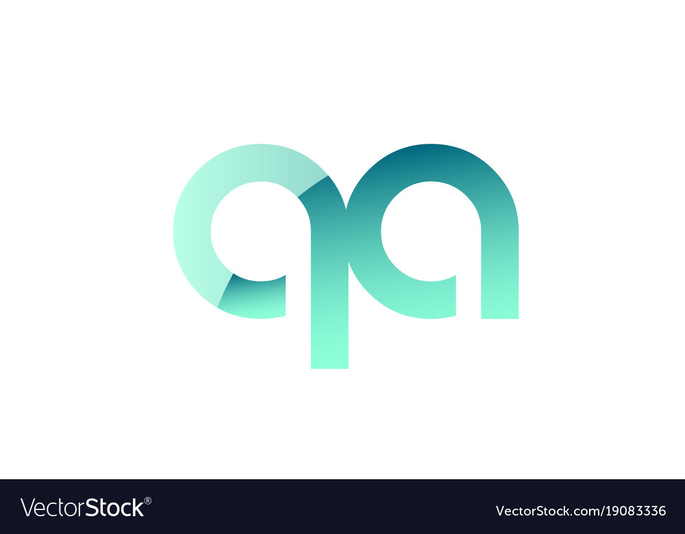 Green gradient pastel modern qa q a alphabet Vector Image