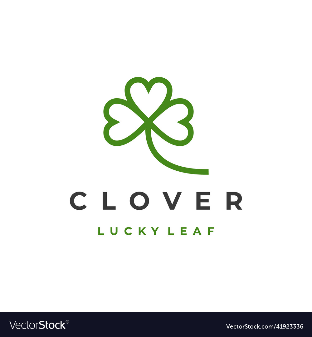 Line art clover leaf logo design Royalty Free Vector Image