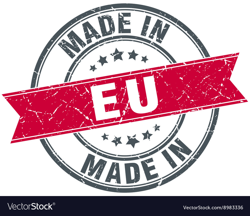 Made in eu red round vintage stamp