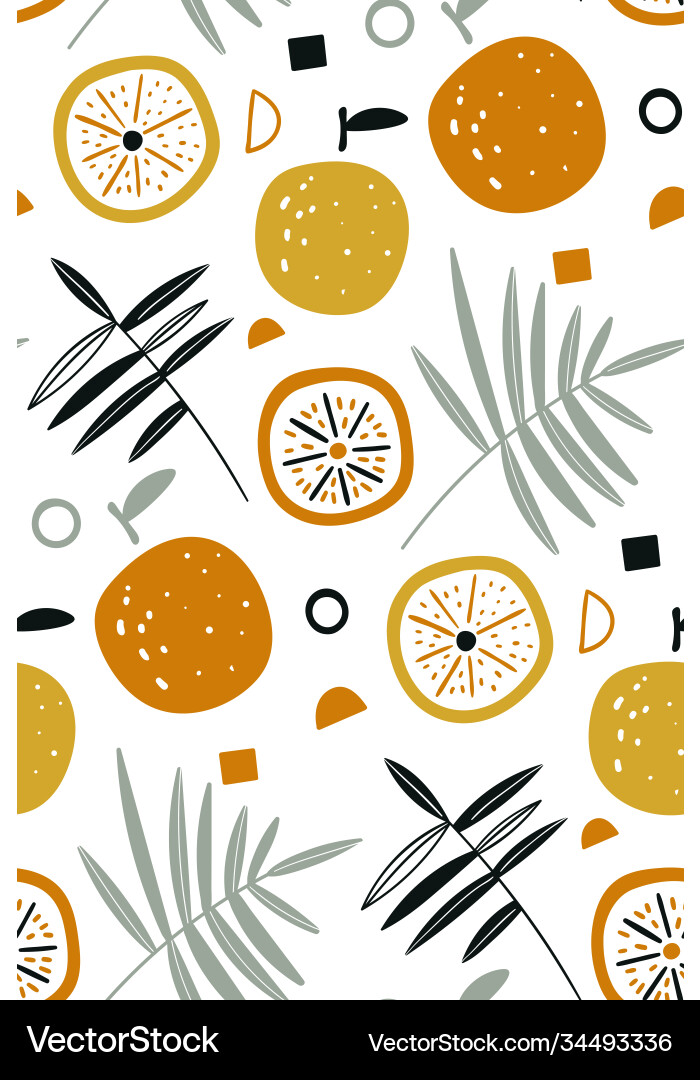 Seamless pattern with fresh oranges Royalty Free Vector