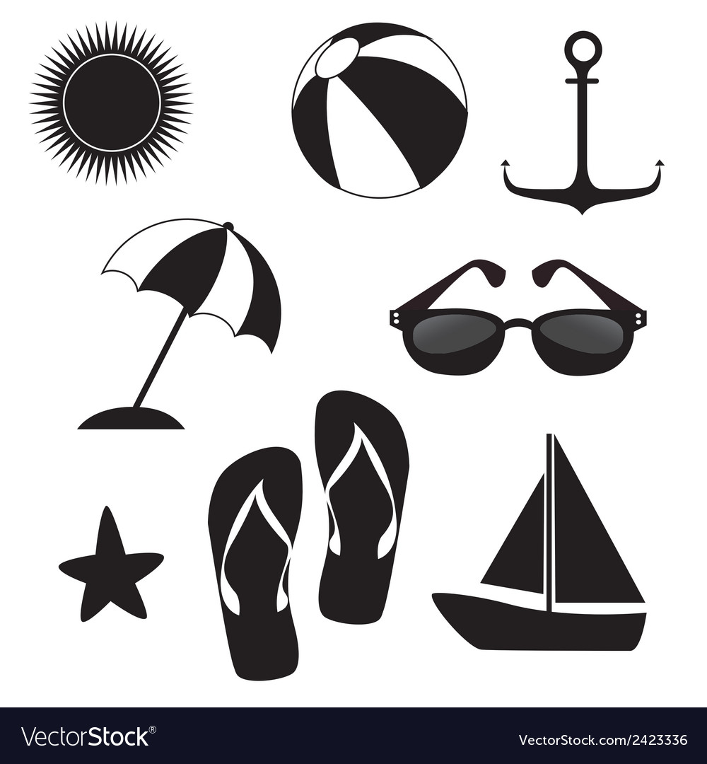 Summer icons over white background