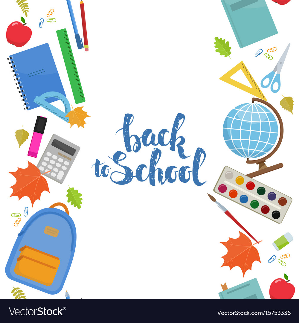 Vertical seamless borders education items Vector Image