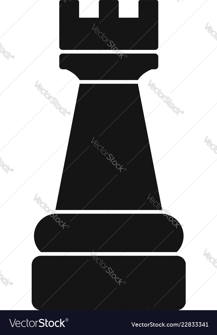 Simple rook (chess piece) icon. Black silhouette. Flat design. Isolated on  white Stock Vector