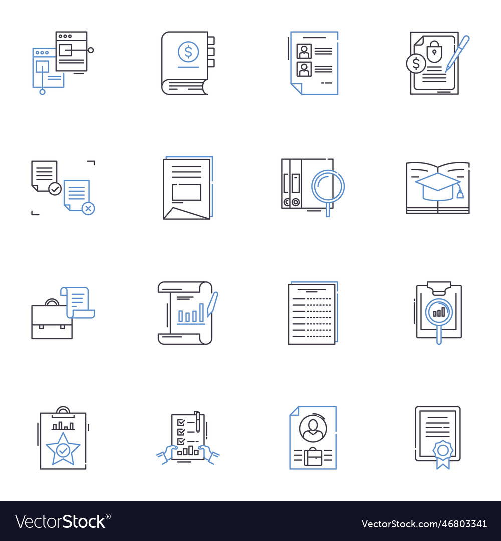 Descriptions line icons collection vivid unique Vector Image