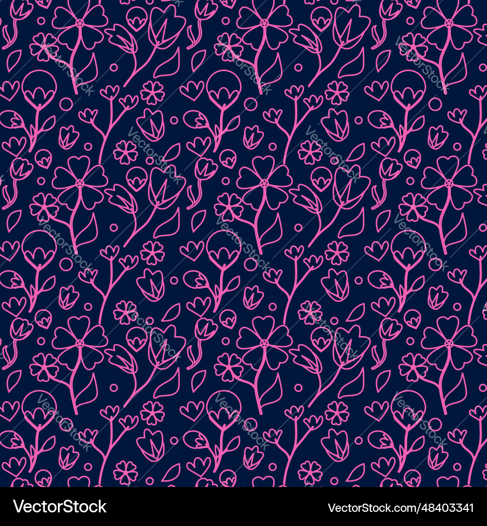Floral pink color flower background pattern Vector Image