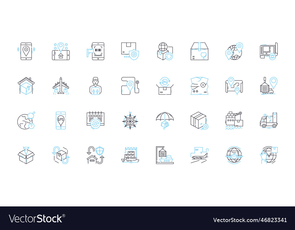 Güter transport lineare Icons Set Lieferung