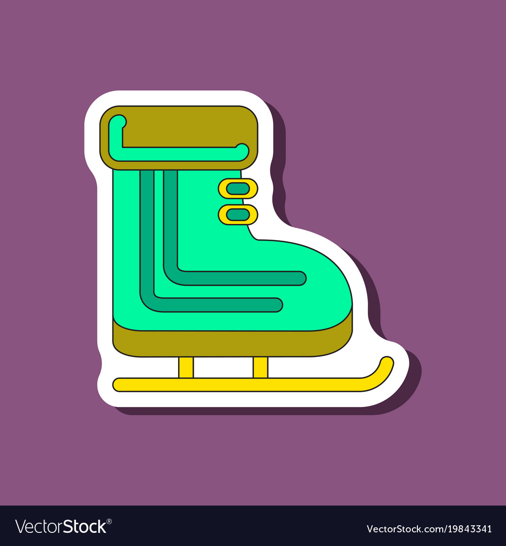 Paper sticker on stylish background skates Vector Image