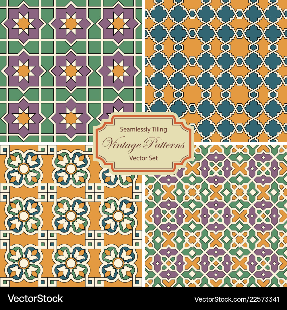 Seamlessly tiling vintage patterns Royalty Free Vector Image
