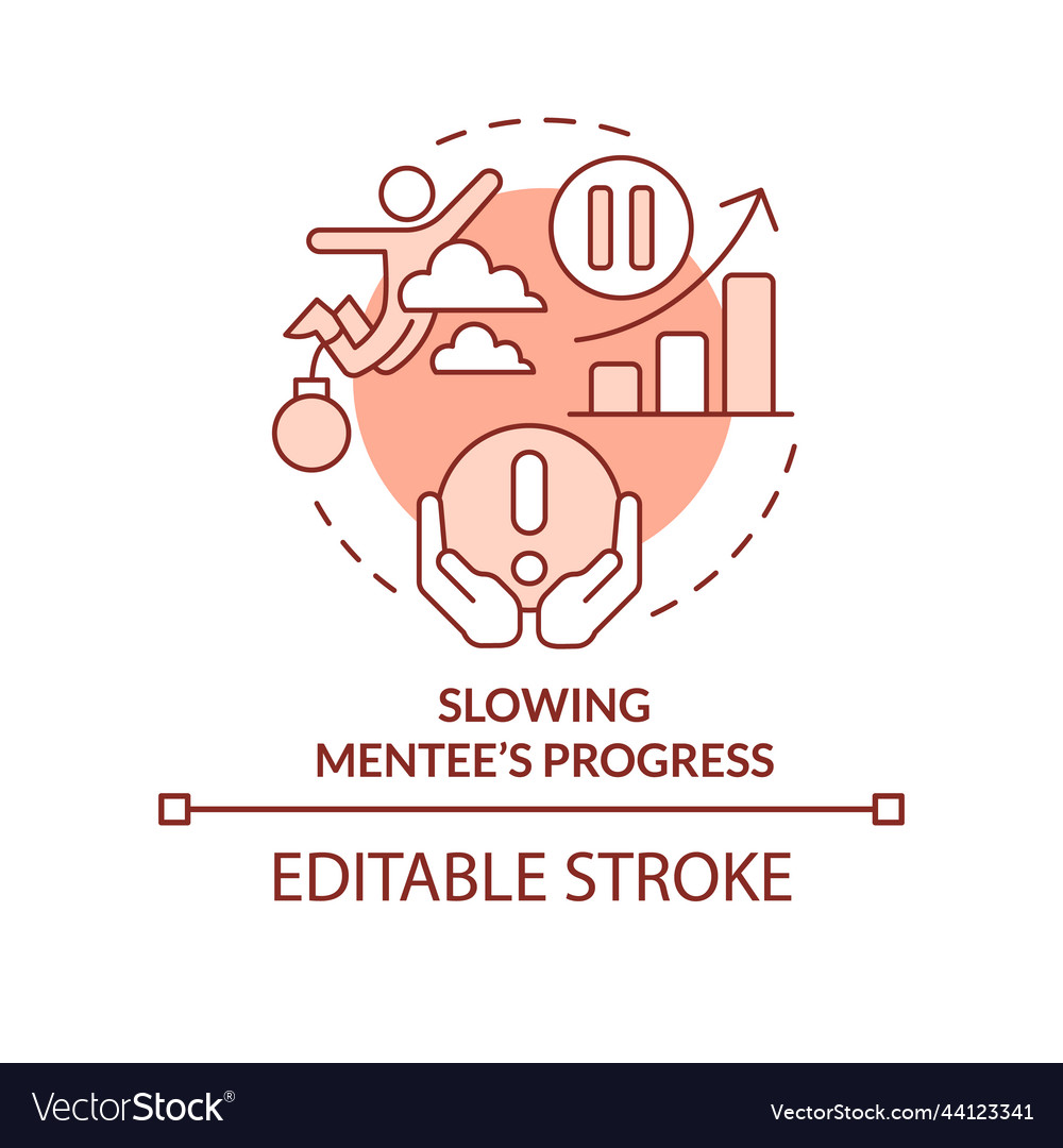 Slowing mentee progress terracotta concept icon Vector Image