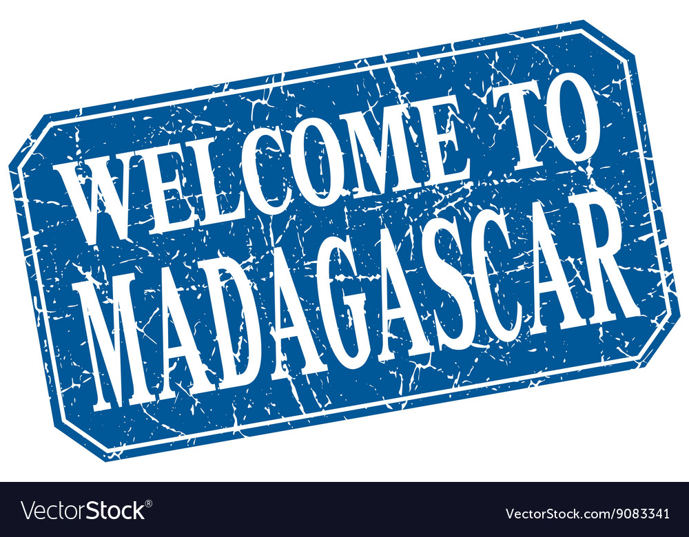 Welcome to madagascar blue square grunge stamp Vector Image