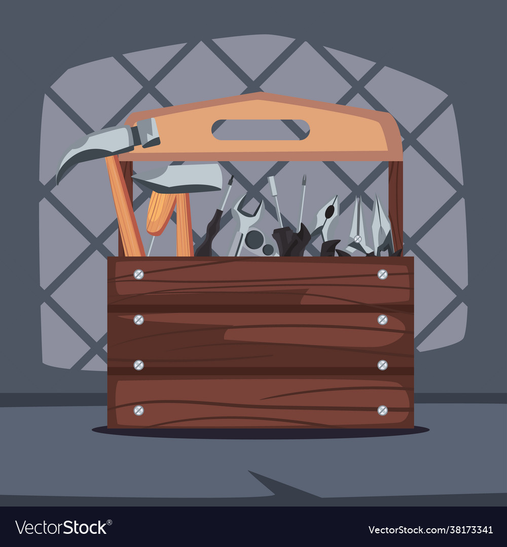 Wooden Tool Box Royalty Free Vector Image Vectorstock