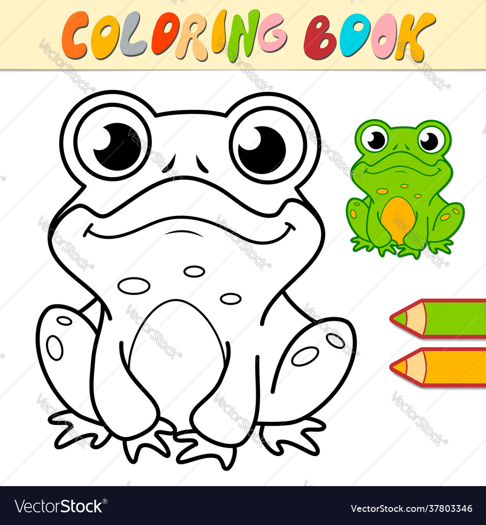 Coloring book or page for kids frog black Vector Image