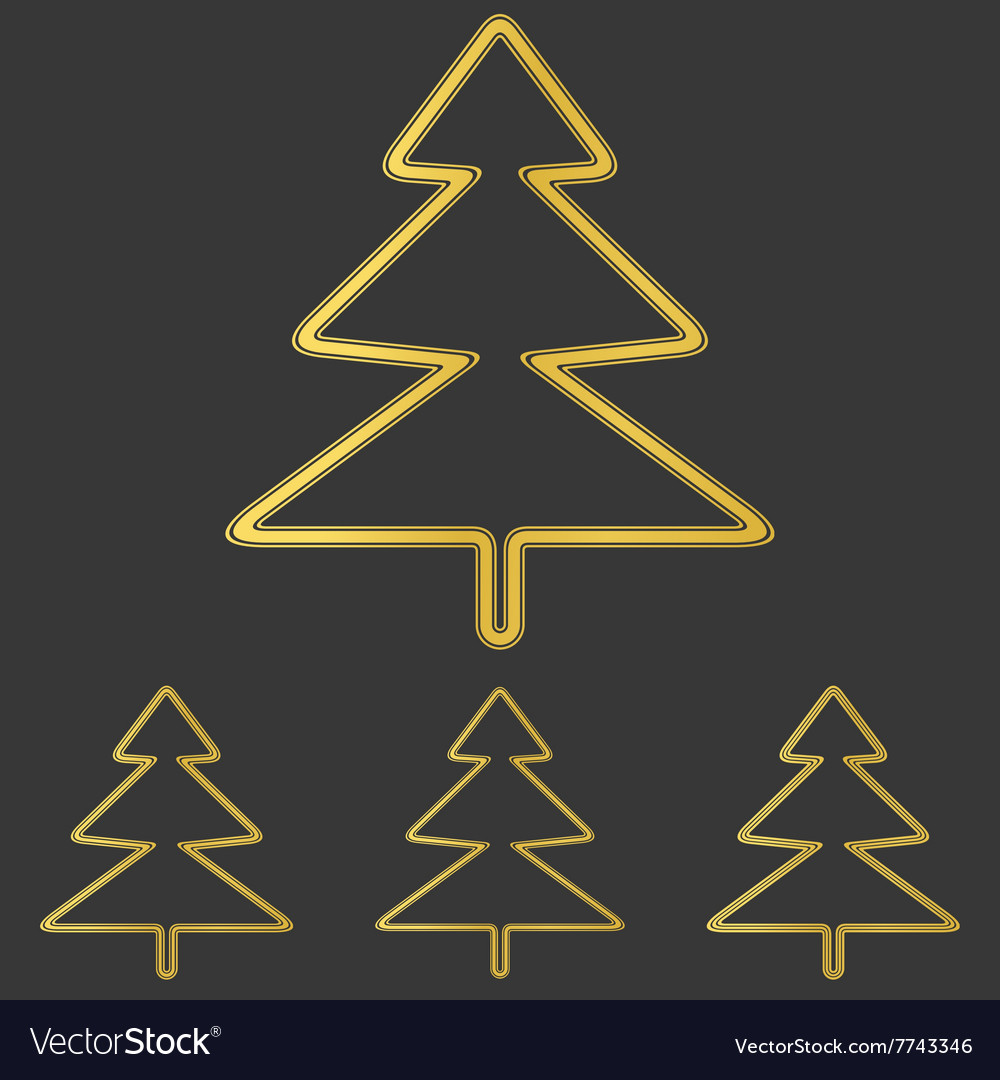 Golden pine tree logo design set