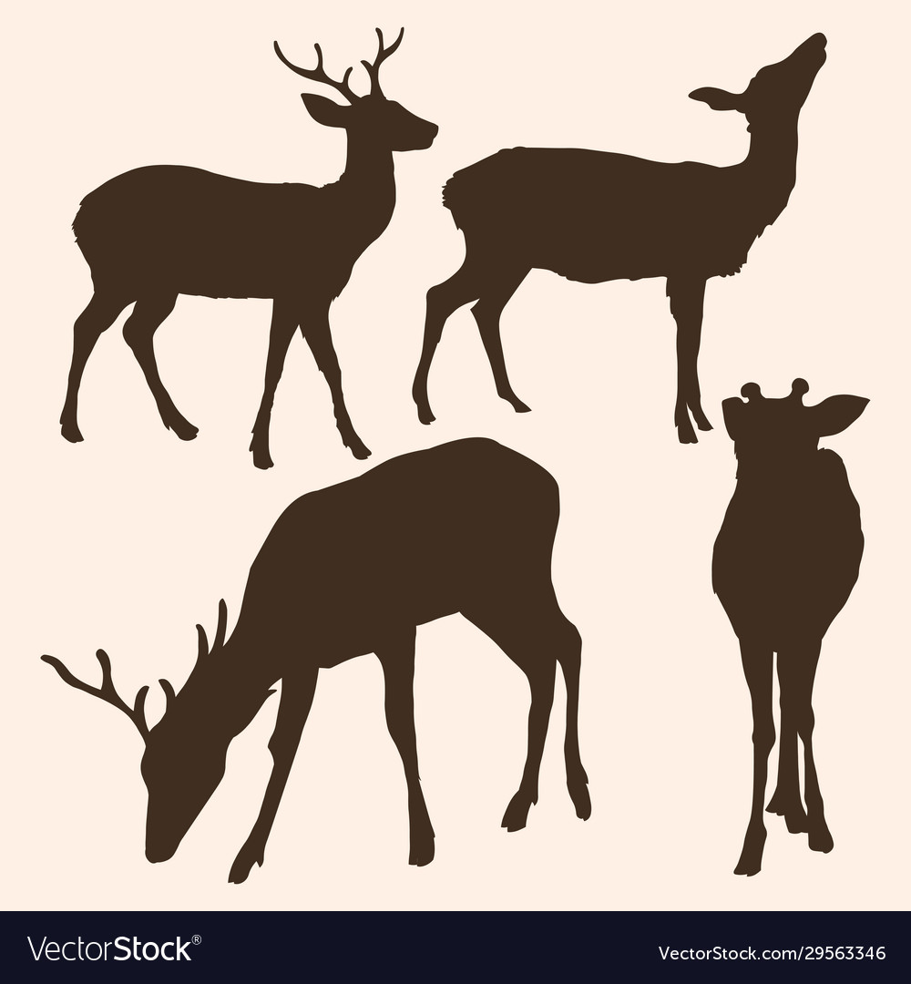 Set dappled deer silhouettes