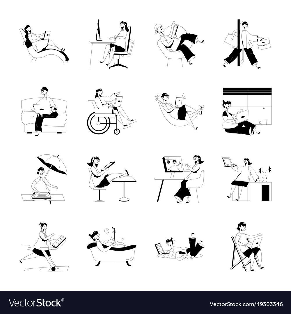 Trendy pack of remote work glyph Royalty Free Vector Image