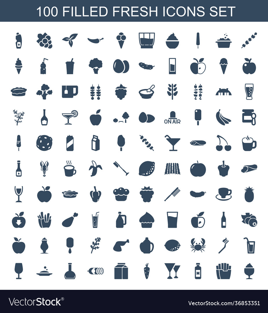 100 fresh icons Royalty Free Vector Image - VectorStock