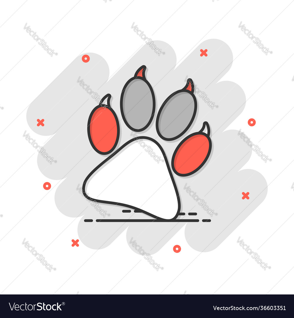 Cartoon paw print icon in comic style dog cat Vector Image Cartoon paw print icon in comic style dog cat Vector Image