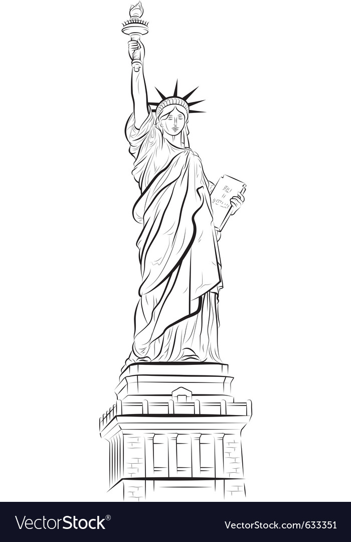 Drawing statue of liberty in new york usa Vector Image