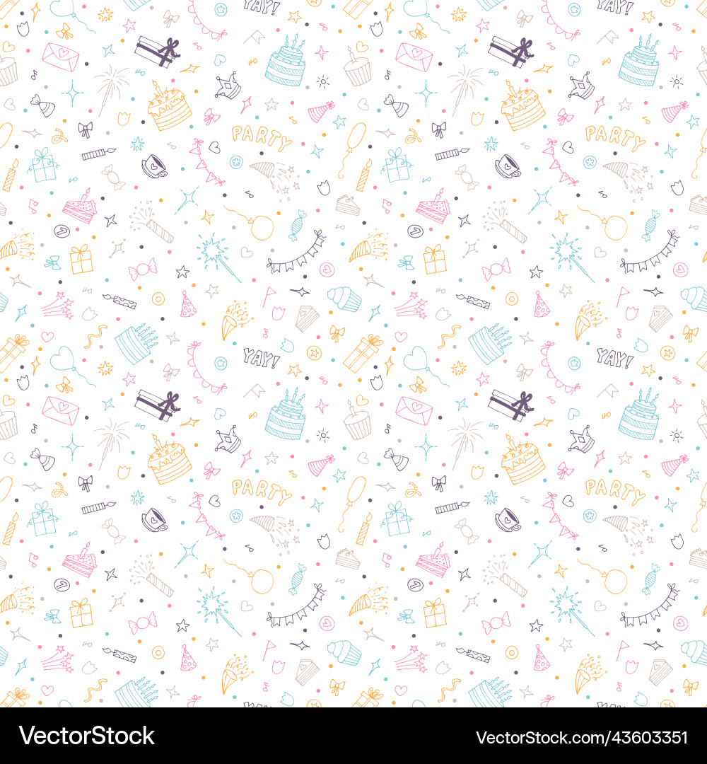 Happy birthday print hand drawn seamless Vector Image