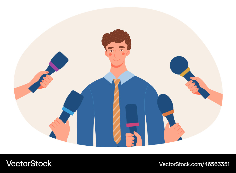 Press taking interview Royalty Free Vector Image