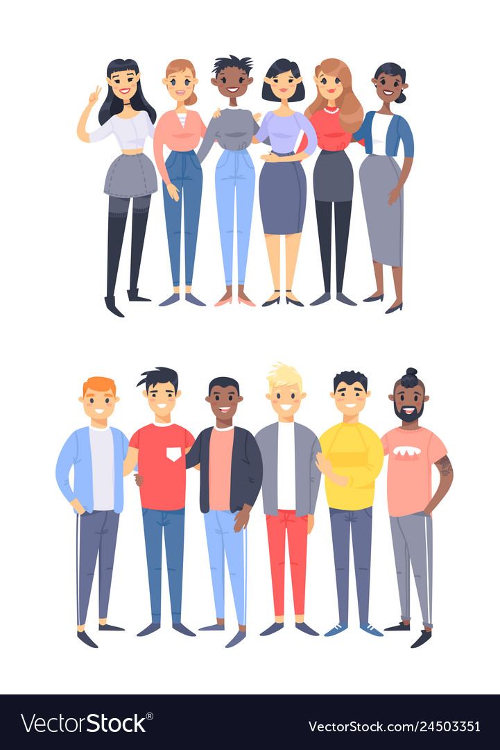 Set of a group different men and women cartoon Vector Image