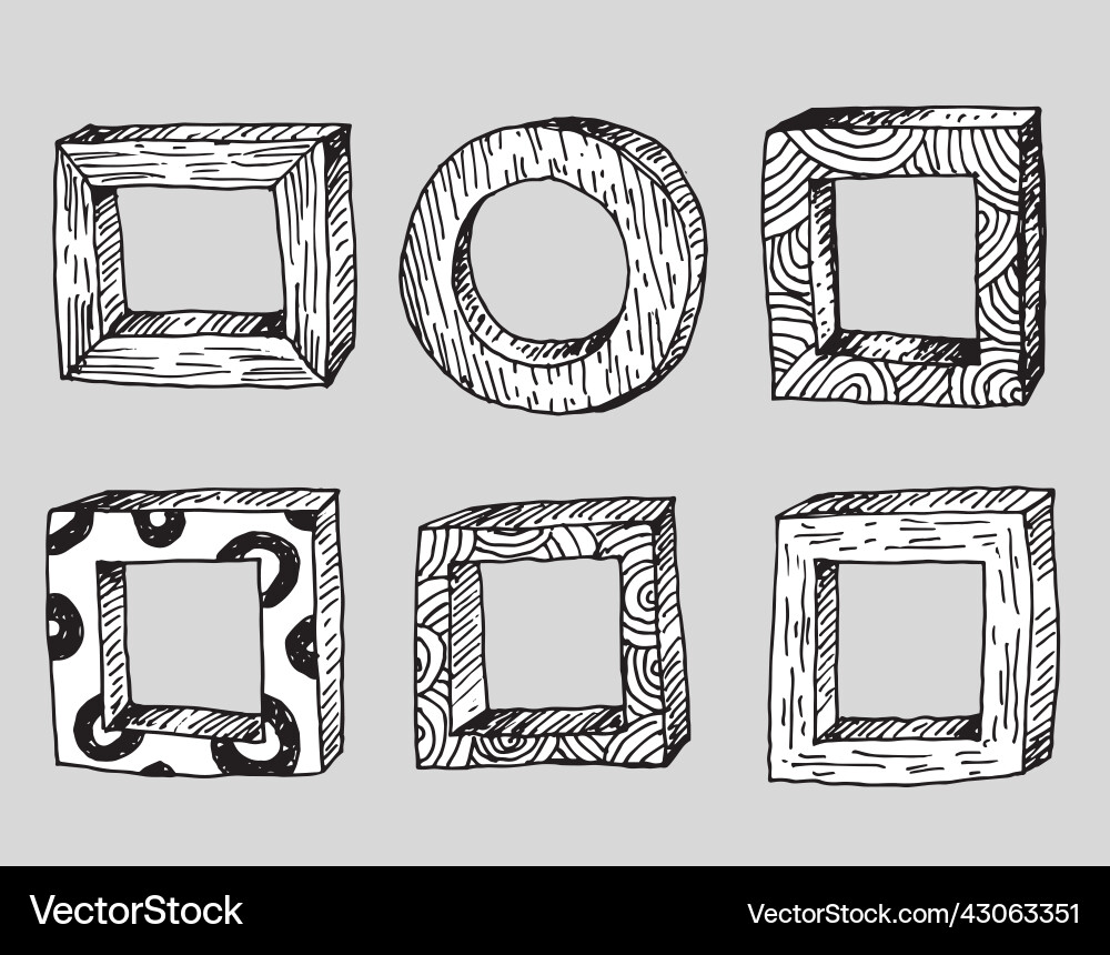 Set picture frames hand drawn Royalty Free Vector Image