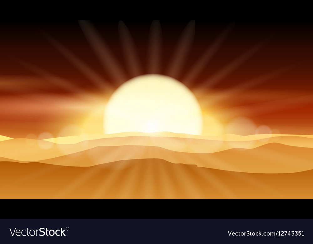 Sunset desert background or sunrise over sandy Vector Image