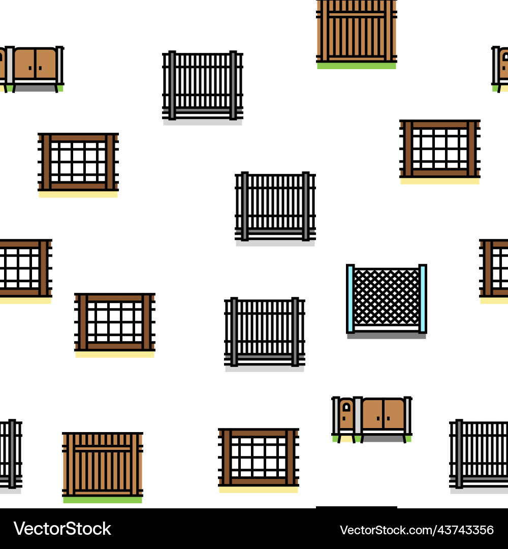 Fence and gate exterior security seamless Vector Image