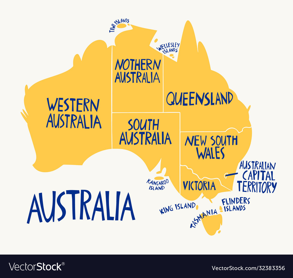 Hand drawn stylized map australia travel Vector Image