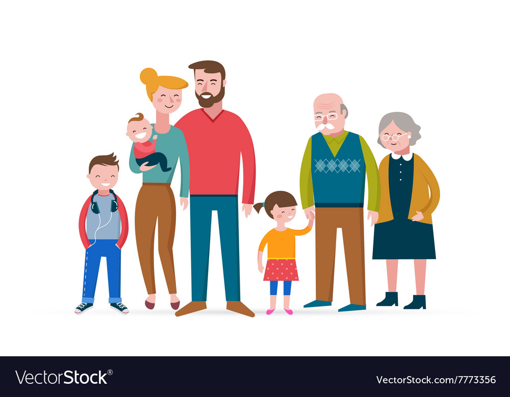 Happy Family With Speak Bubbles Royalty Free Vector Image