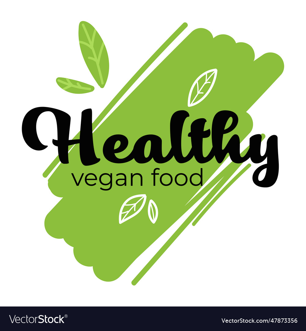 healthy-vegan-food-dieting-and-nutrition-label-vector-image