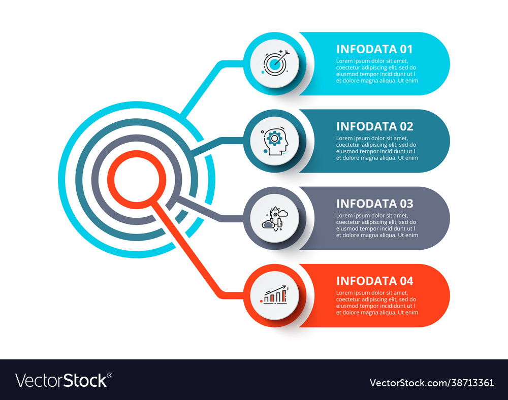 Business data visualization flowchart with 4 Vector Image